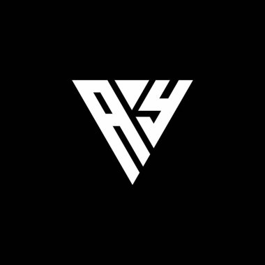 Siyah arkaplanda izole edilmiş AY Logo harf monogramı üçgen şekil tasarım şablonu