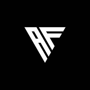 Siyah arkaplanda izole edilmiş üçgen şekil tasarım şablonlu AF Logo harfi monogramı