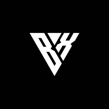 Siyah arkaplanda izole edilmiş üçgen şekil tasarım şablonlu BX Logo harfi monogramı