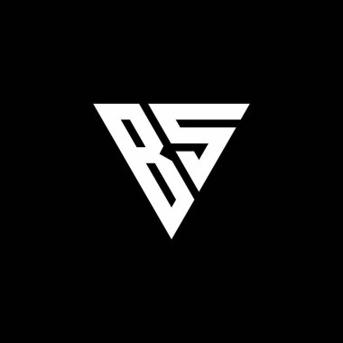 Siyah arkaplanda izole edilmiş üçgen şekil tasarım şablonlu BS Logo harfi monogramı