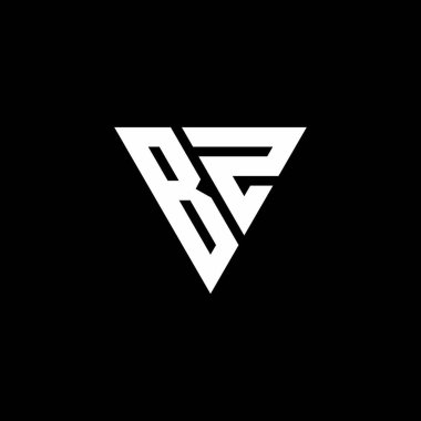 Siyah arkaplanda izole edilmiş üçgen şekil tasarım şablonlu BZ Logo harfi monogramı