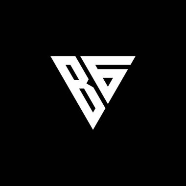 Siyah arkaplanda izole edilmiş üçgen şekil tasarım şablonlu BG logo harfi monogramı