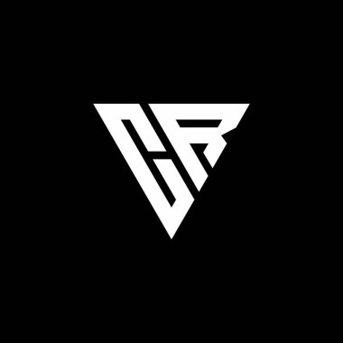 Siyah arkaplanda izole edilmiş üçgen şekil tasarım şablonlu CR Logo harfi monogramı