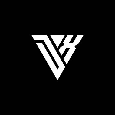 Siyah arkaplanda izole edilmiş üçgen şekil tasarım şablonlu DX Logo harf monogramı