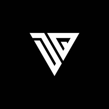 Siyah arkaplanda izole edilmiş üçgen şekil tasarım şablonlu DQ harf monogramı