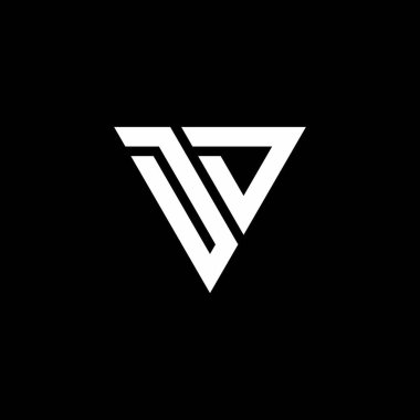 Siyah arkaplanda izole edilmiş üçgen şekil tasarım şablonlu DD Logo harfi monogramı