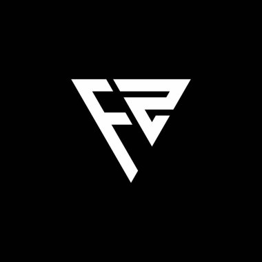 Siyah arkaplanda izole edilmiş üçgen şekil tasarım şablonlu FZ logo harfi monogramı
