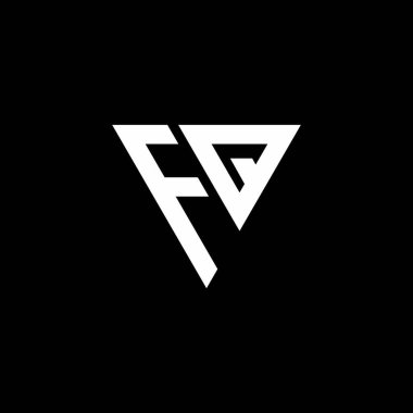 Siyah arkaplanda izole edilmiş üçgen şekil tasarım şablonlu FQ Logo harfi monogramı
