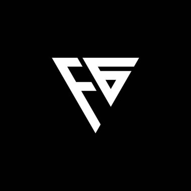 Siyah arkaplanda izole edilmiş üçgen şekil tasarım şablonlu FG Logo harfi monogramı