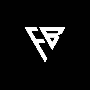 Siyah arkaplanda izole edilmiş üçgen şekil tasarım şablonlu FB Logo harfi monogramı