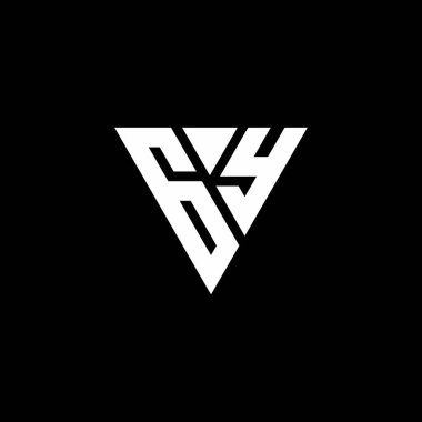 Siyah arkaplanda izole edilmiş üçgen şekil tasarım şablonlu GY Logo harfi monogramı