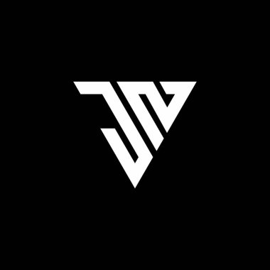 Siyah arkaplanda izole edilmiş üçgen şekil tasarım şablonlu JN Logo harfi monogramı
