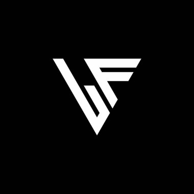 Siyah arkaplanda izole edilmiş üçgen şekil tasarım şablonlu LF Logo harfi monogramı