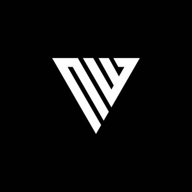 Siyah arkaplanda izole edilmiş üçgen şekil tasarım şablonlu NW Logo harfi monogramı