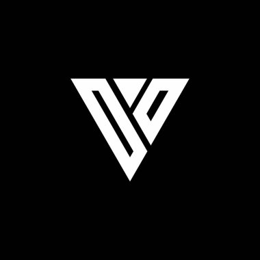 Siyah arkaplanda izole edilmiş üçgen şekil tasarım şablonlu OO harf monogramı