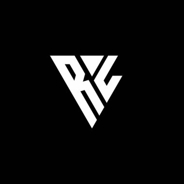 Siyah arkaplanda izole edilmiş üçgen şekil tasarım şablonlu RL Logo harfi monogramı