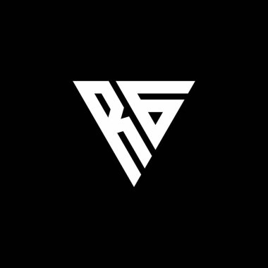 Siyah arkaplanda izole edilmiş üçgen şekil tasarım şablonlu RG logo harfi monogramı