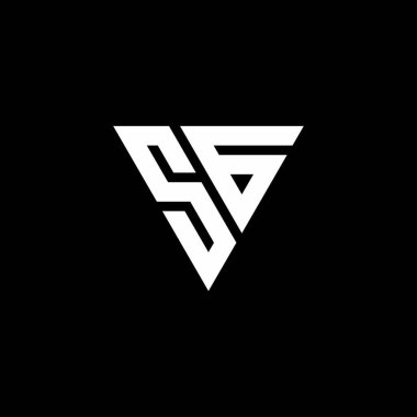 Siyah arkaplanda izole edilmiş üçgen şekil tasarım şablonlu SG logo harfi monogramı
