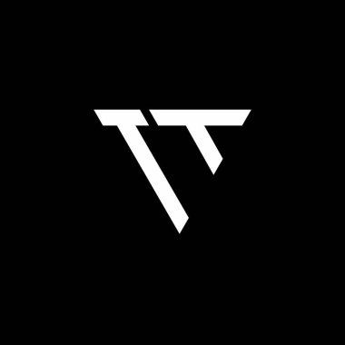 Siyah arkaplanda izole edilmiş üçgen şekil tasarım şablonlu TT Logo harfi monogramı