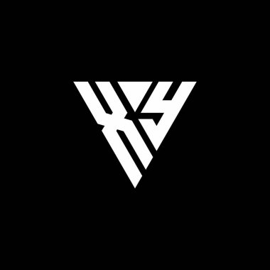 Siyah arkaplanda izole edilmiş üçgen şekil tasarım şablonu ile XY harf monogramı