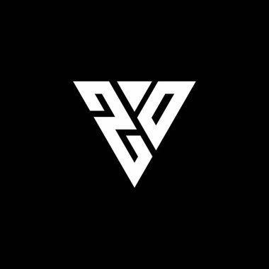 Siyah arkaplanda izole edilmiş üçgen şekil tasarım şablonlu ZO Logo harfi monogramı