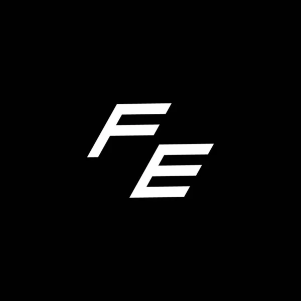 带有深风格现代设计模板的Fe标识单字 隔离在黑色背景上 — 图库矢量图片