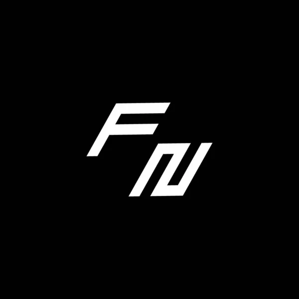 Fn徽标 带有近现代设计模板 隔离在黑色背景下 — 图库矢量图片