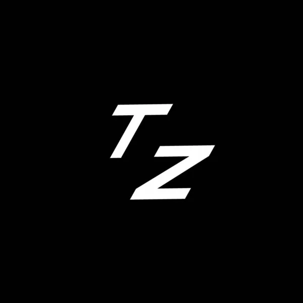ブラックの背景に隔離されたスタイルのモダンなデザインテンプレートまでとTzロゴのモノグラム — ストックベクタ