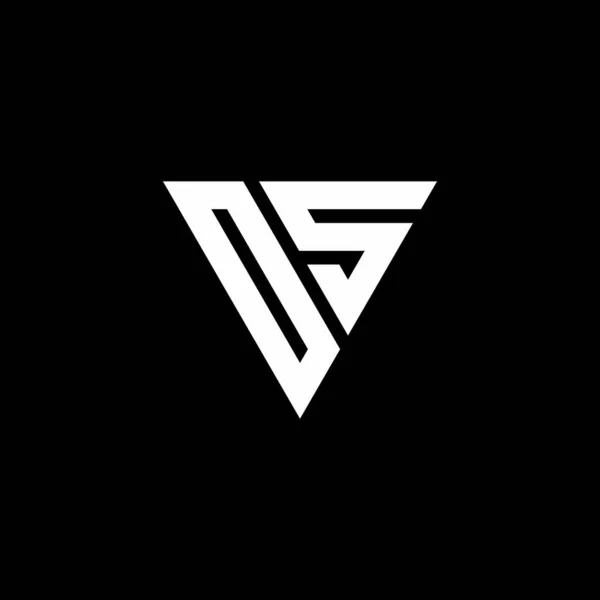 Monogram Liter Logo Trójkątnym Wzorem Odizolowanym Czarnym Tle — Wektor stockowy