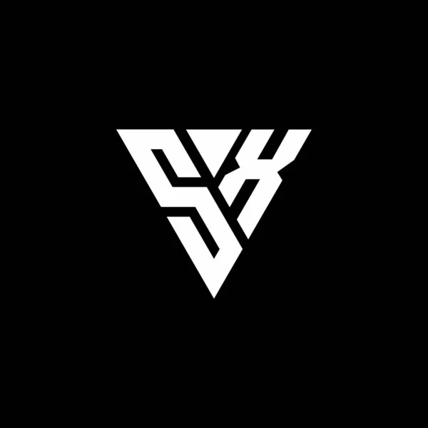 Λογότυπο Γράμμα Μονόγραμμα Σχήμα Τρίγωνο Πρότυπο Σχεδιασμού Απομονωμένο Μαύρο Φόντο — Διανυσματικό Αρχείο