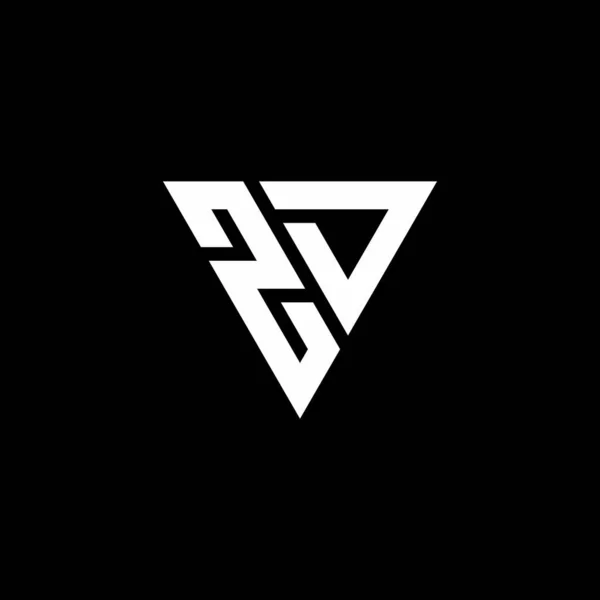 Монограмма Буквы Logo Шаблоном Формы Треугольника Изолированным Черном Фоне — стоковый вектор