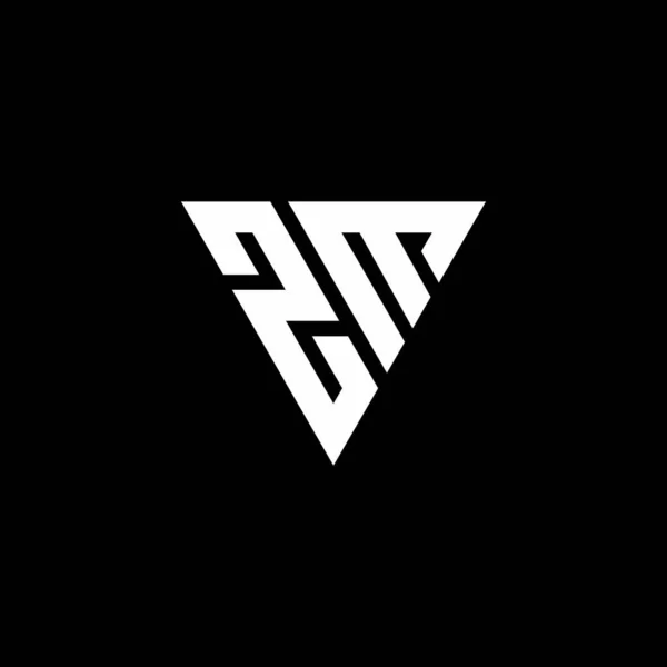 Монограма Літер Logo Шаблоном Форми Трикутника Ізольована Чорному Тлі — стоковий вектор