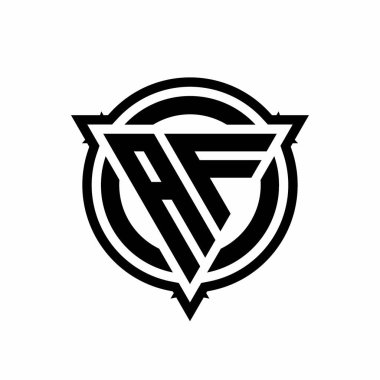 Beyaz arkaplanda izole edilmiş yuvarlak dizayn şablonu olan AF logosu