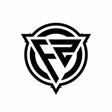 Beyaz arkaplanda izole edilmiş yuvarlak dizayn şablonuna sahip üçgen şekilli ve dairesel FZ logosu