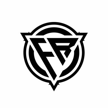 Beyaz arkaplanda izole edilmiş yuvarlak dizayn şablonu olan üçgen şekilli ve dairesel FR logosu