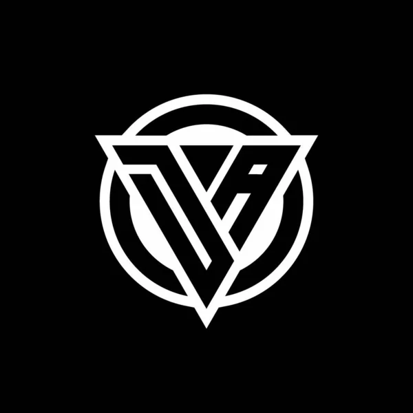Логотип Отрицательной Формой Треугольника Пространства Округлым Дизайном Круга Изолированный Черном — стоковый вектор