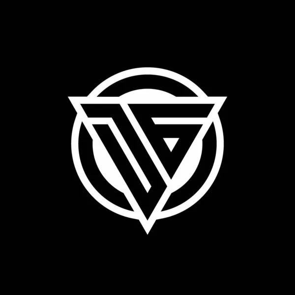 Logo Con Forma Triángulo Espacio Negativo Plantilla Diseño Redondeado Circular — Vector de stock