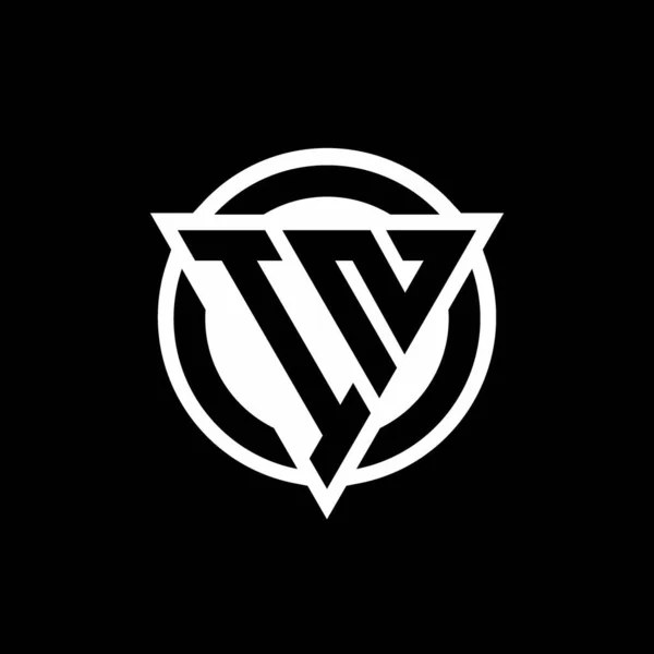 Logo Negativním Tvarem Prostorového Trojúhelníku Kruhovým Zakulaceným Designem Šablony Izolované — Stockový vektor