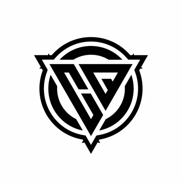 Logo Trojúhelníkovým Tvarem Kruhem Obrysem Zaoblené Designové Šablony Izolované Bílém — Stockový vektor