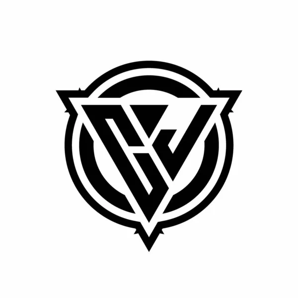 Logo Mit Dreiecksform Und Kreis Mit Umrissener Gerundeter Designvorlage Isoliert — Stockvektor