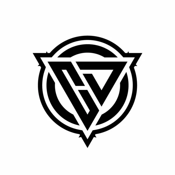 Logotipo Com Forma Círculo Triângulo Com Modelo Arredondado Projeto Esboço —  Vetores de Stock