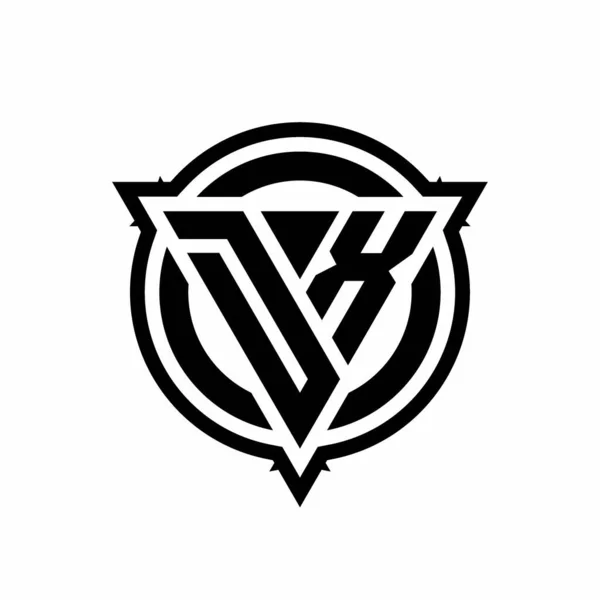 Logo Mit Dreiecksform Und Kreis Mit Umrissener Abgerundeter Designvorlage Auf — Stockvektor