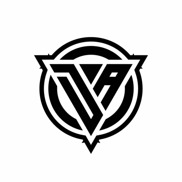 Λογότυπο Σχήμα Τριγώνου Και Κύκλο Περίγραμμα Στρογγυλεμένο Πρότυπο Σχεδιασμού Απομονωμένο — Διανυσματικό Αρχείο
