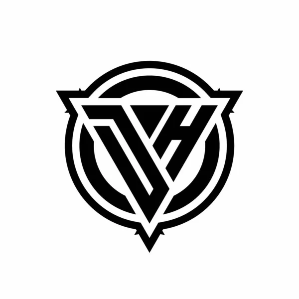 Logotipo Con Forma Triángulo Círculo Con Plantilla Diseño Redondeado Contorno — Vector de stock