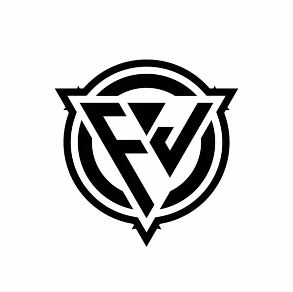 Logo Con Forma Triángulo Círculo Con Plantilla Diseño Redondeado Contorno — Vector de stock