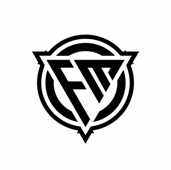 Logo Con Forma Triángulo Círculo Con Plantilla Diseño Redondeado Contorno — Archivo Imágenes Vectoriales