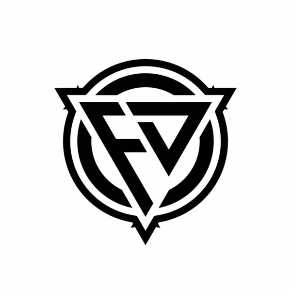 Logotyp Med Triangel Form Och Cirkel Med Kontur Rundad Design — Stock vektor