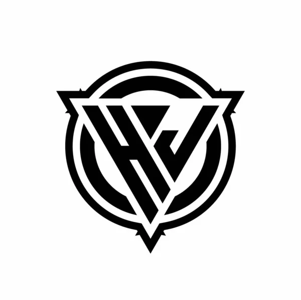 Logo Trojúhelníkovým Tvarem Kruhem Obrysem Zaoblené Design Šablony Izolované Bílém — Stockový vektor