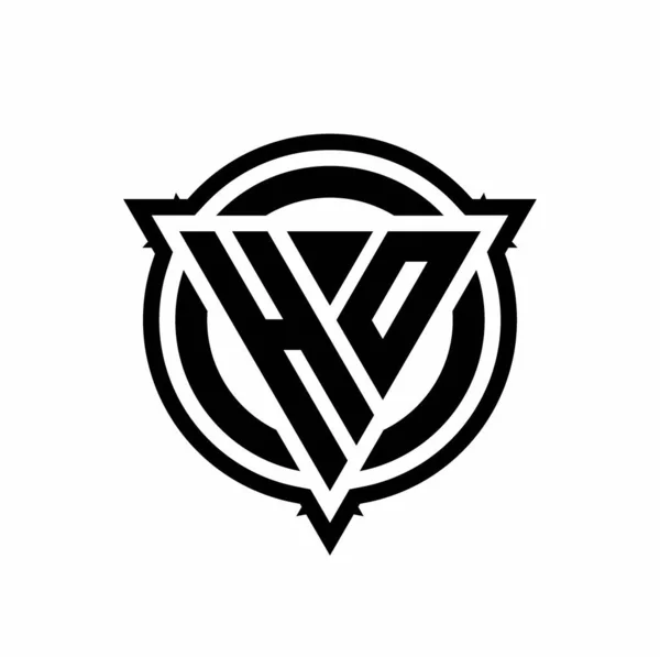 Logo Trojúhelníkovým Tvarem Kruhem Obrysem Zaoblený Design Šablony Izolované Bílém — Stockový vektor