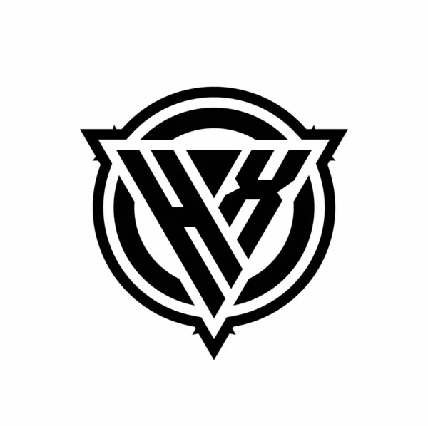 Logotipo Com Forma Triângulo Círculo Com Esboço Modelo Design Arredondado — Vetor de Stock